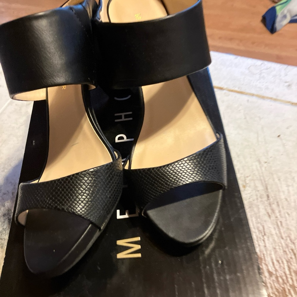 Metaphor Black Textured Leather Open-Toe Mules - Picture 4 of 8